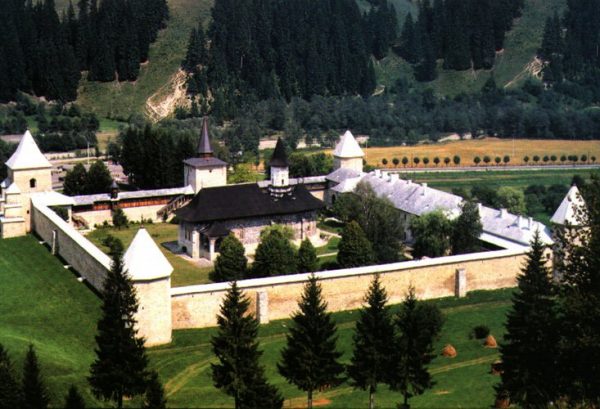 sucevita monastery aerial view