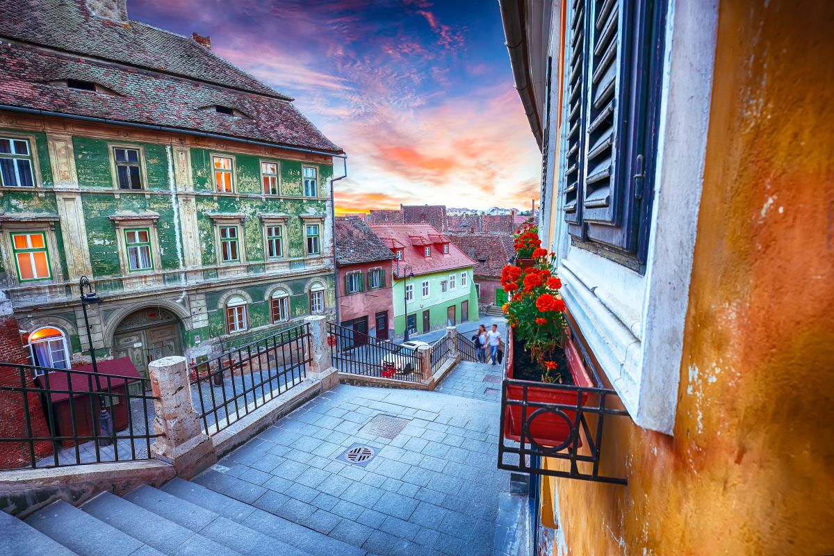 peaceful sunset in Sibiu