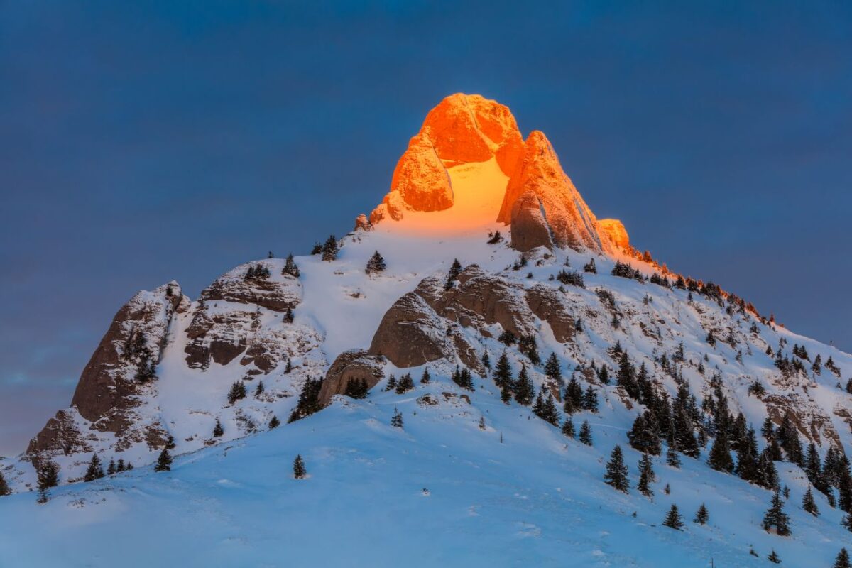 sunrise over Ciucas Mountains in Romania