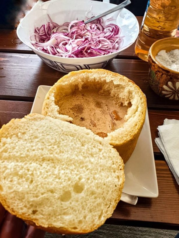 roata restaurant soup in bread