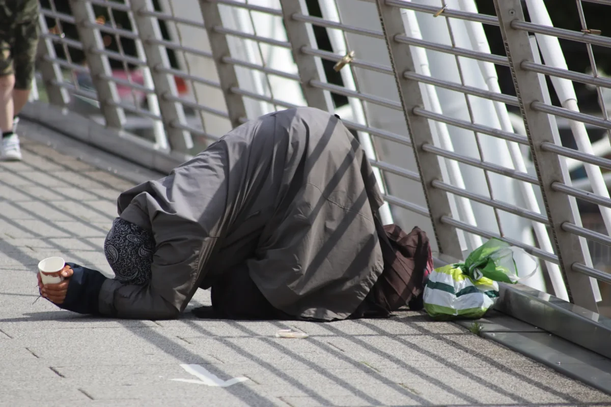 extreme beggar in a touristic area