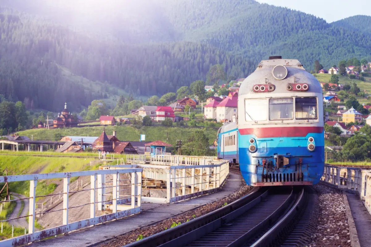 train in Romanian village