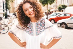 beautiful Romanian woman on the street