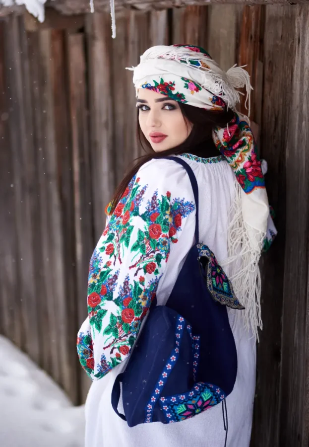 young Romanian woman in traditional costume