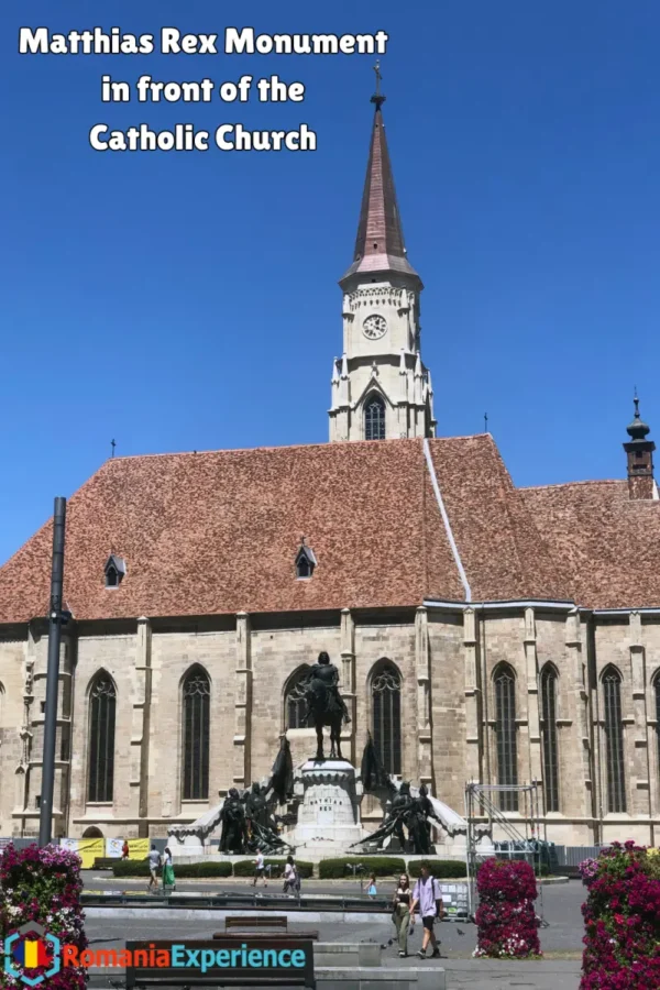 Matthias Rex Monument in front of the Catholic Church