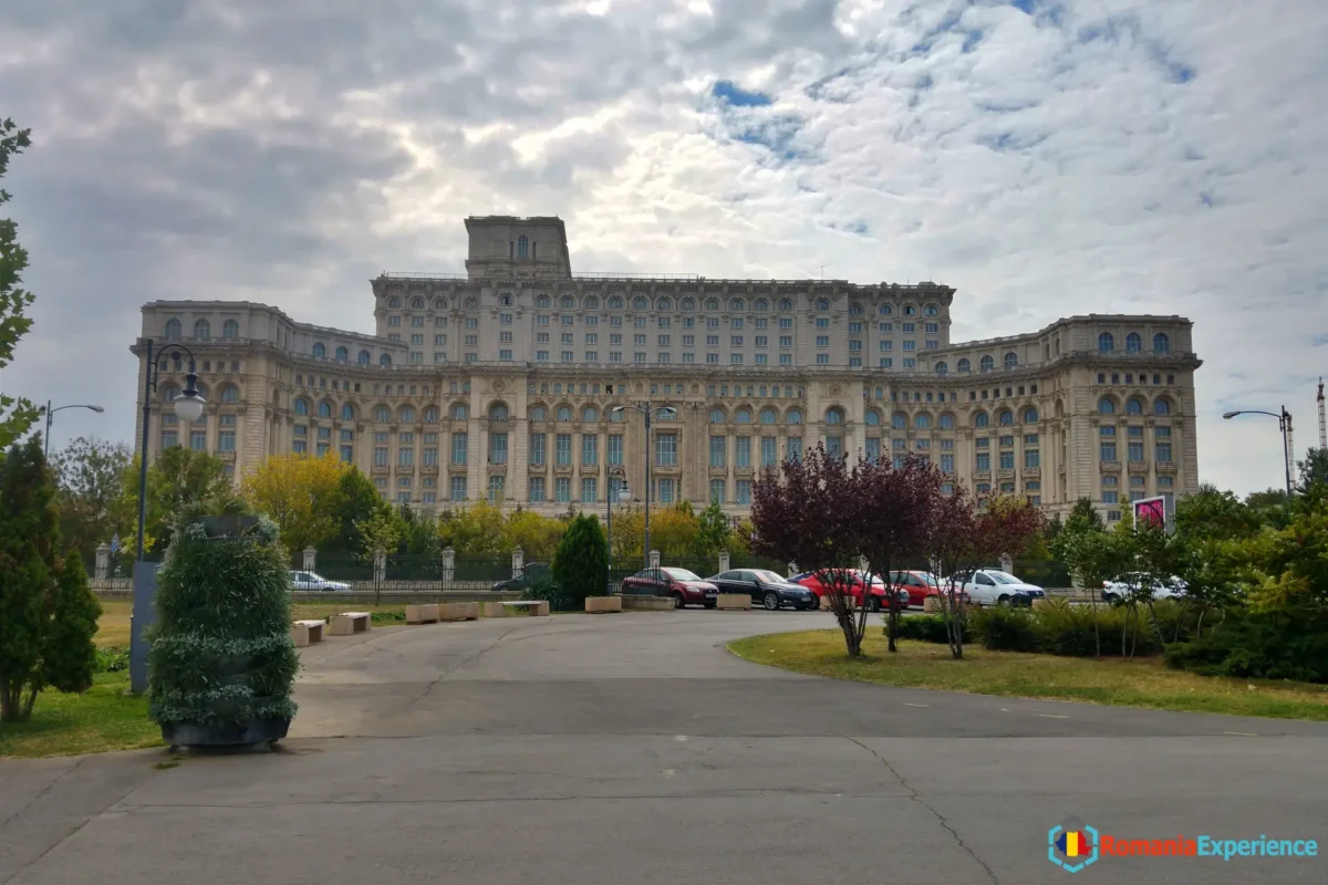 Looking at the Palace of Parliament in Romania
