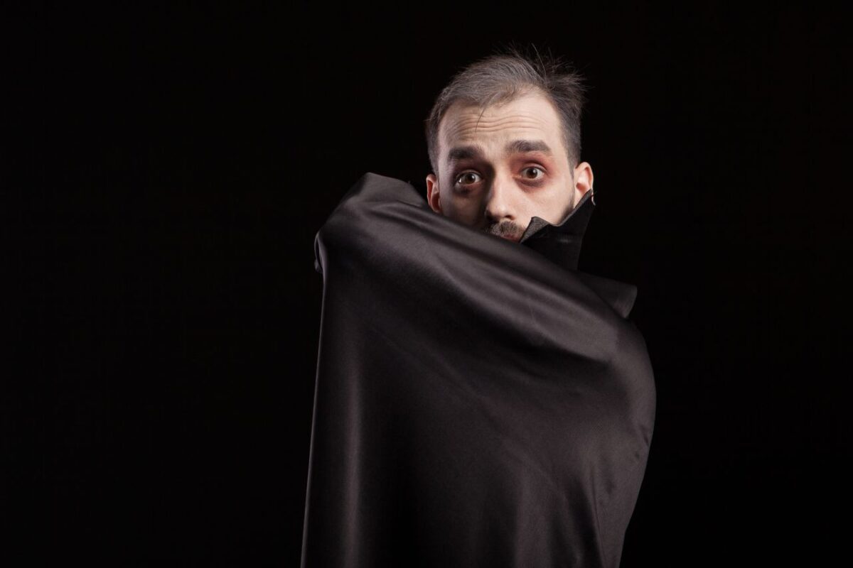 man dressed up as Dracula