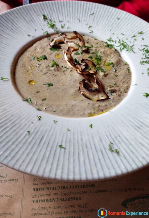 mushroom soup at Bruma Gastrobar in Sinaia