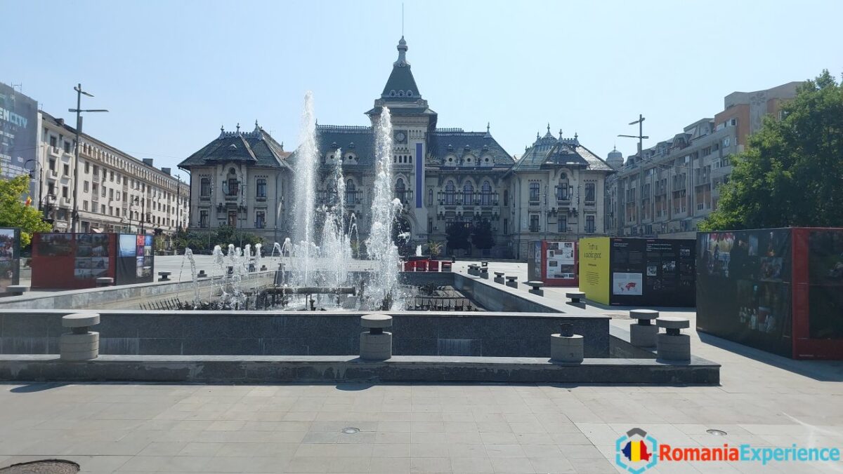 view of the musical fountain in Craiova