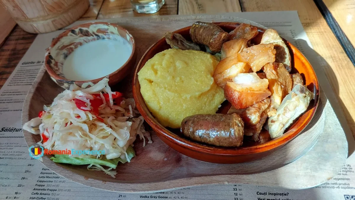 traditional Romanian food at a restaurant