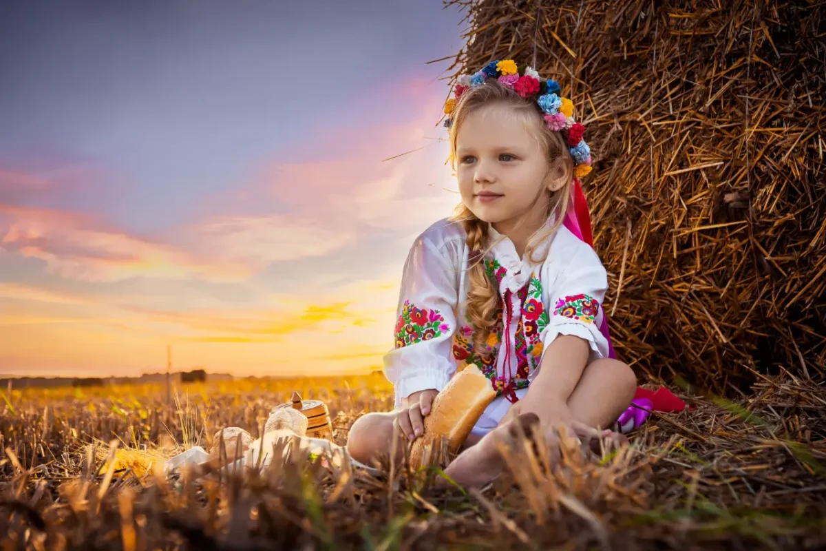 little Romanian girl in the field
