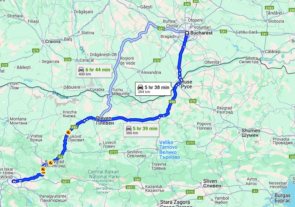 bucharest to sofia by car