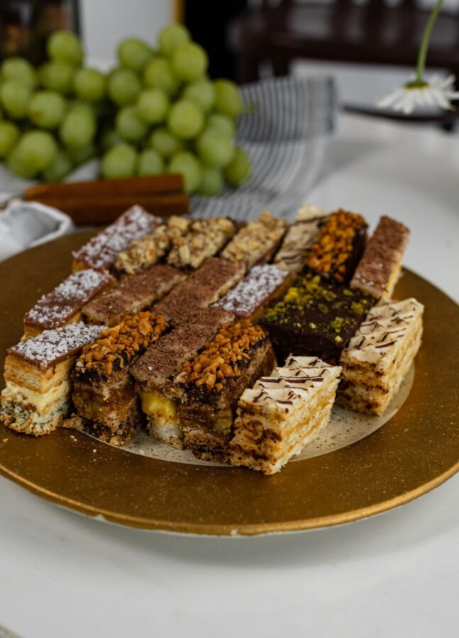 platter of assorted Romanian cakes