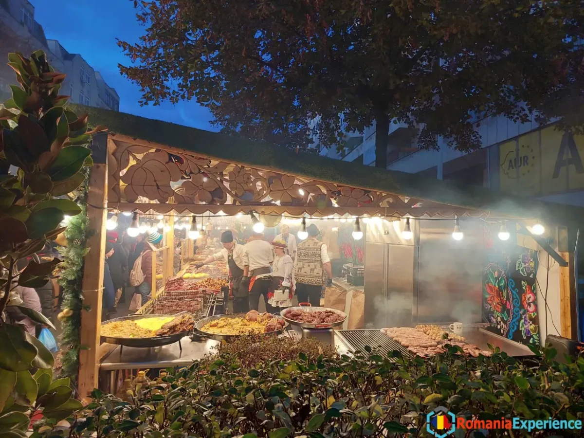traditional food stall at the Christmas market