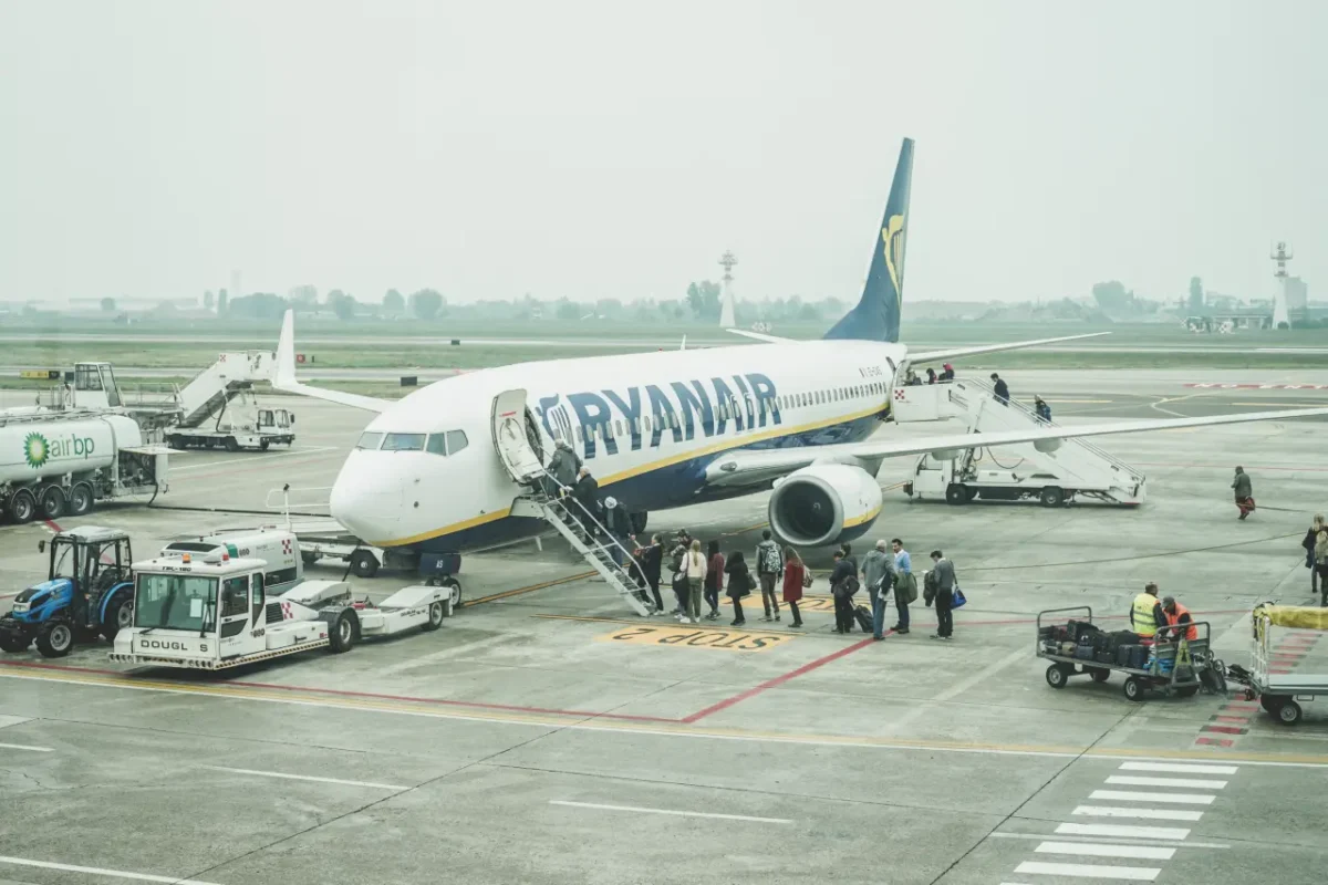 Ryanair plane departing from Bucharest to Sofia