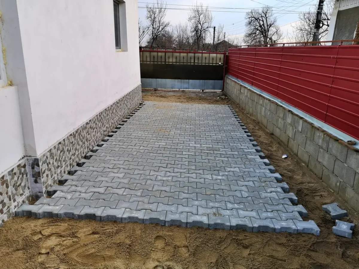 some of the pavement in place